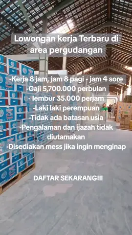 Lowongan kerja Terbaru di area pergudangan DAFTAR SEKARANG!!! #info#loker#lowongankerja#gudang#pabrik#4aupage#lewatberanda#fyp
