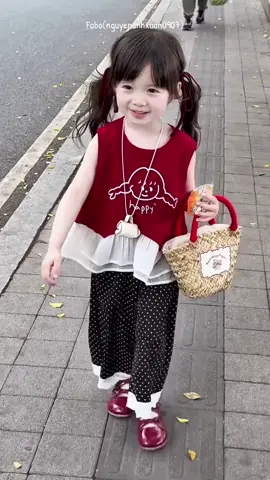 Sét áo đỏ quần chấm bi ♥️ #donhabo #quanaobegai #quanaotreemquangchau #quanaotreemphongcachhanquoc 