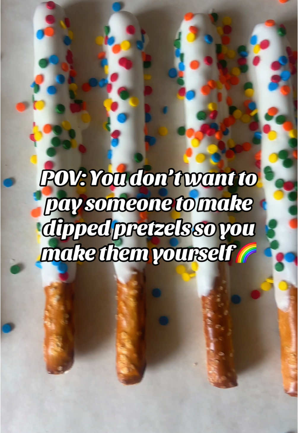 POV: You don’t want to pay someone to make dipped pretzels so you make them yourself 🌈 #capturedbykei #birthday 