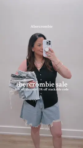 30% OFF ALL SHORTS & a STACKABLE 15% OFF ♡ the best shorts sale of the year.. SO I’m here to help you navigate which fit may be best for you!!  as a certified shorts hater, I have VERY high standards.. which pair is your fav??  deets & code here on my LTK!  #shorts #abercrombiecode #abercrombiesale #midsizestyle #casualfashion #momoutfits #momshorts #denimshorts #shortshater