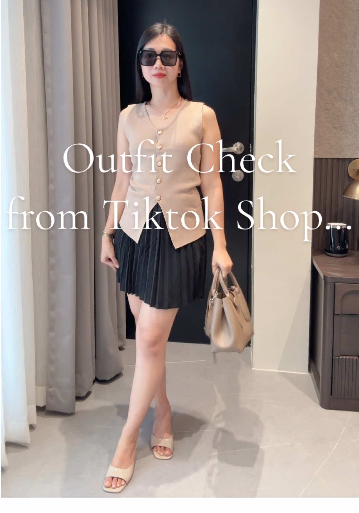 OOTD💕 Tiktokshop outfit haul😘 #tiktokhaul #tiktokoutfit #classytitaoutfit #titaoutfits #pleatedskirt #vesttop 