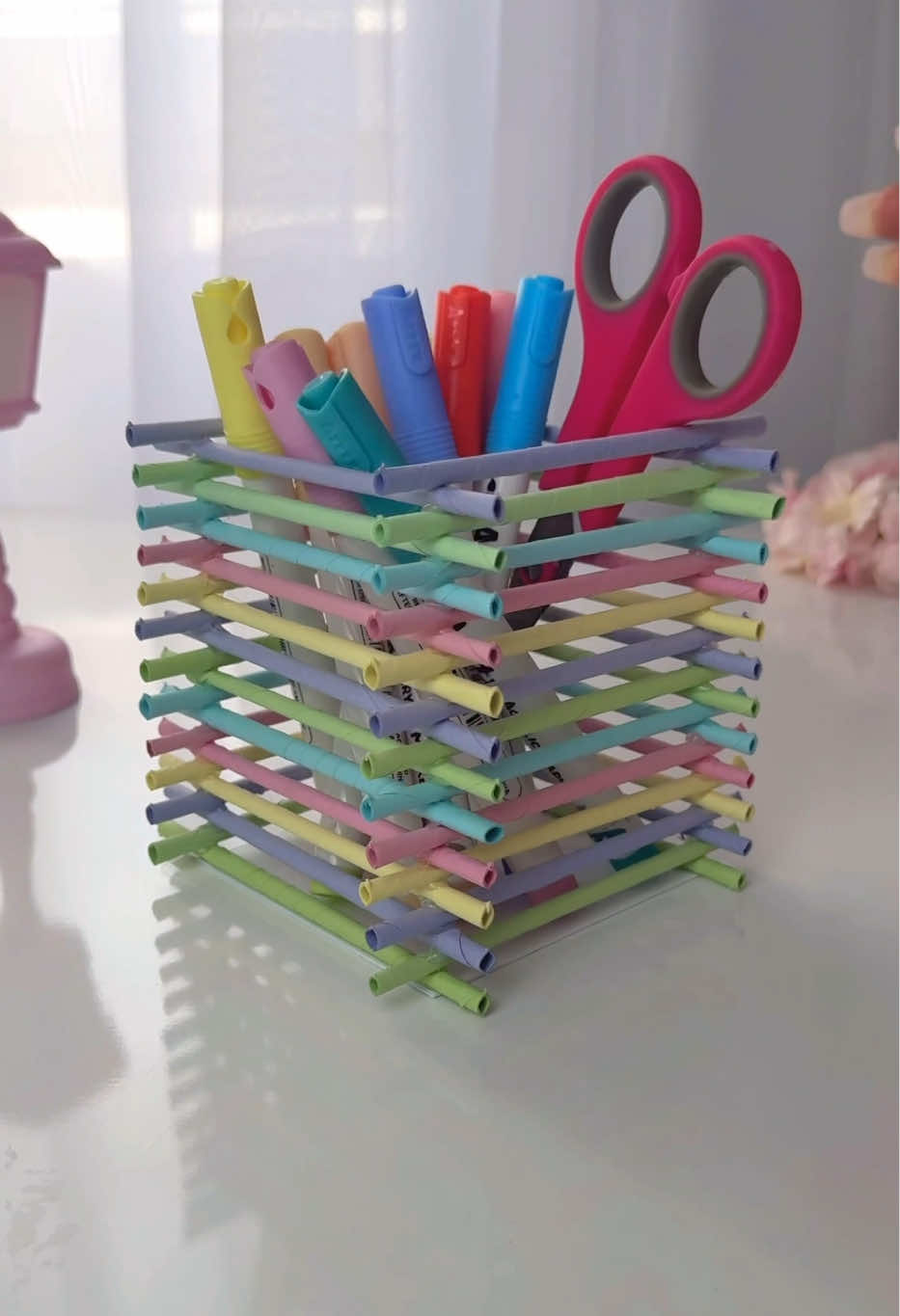 DIY cute pen holder 🌈 #DIY #tutacuteart #handmade #craft #giftideas 