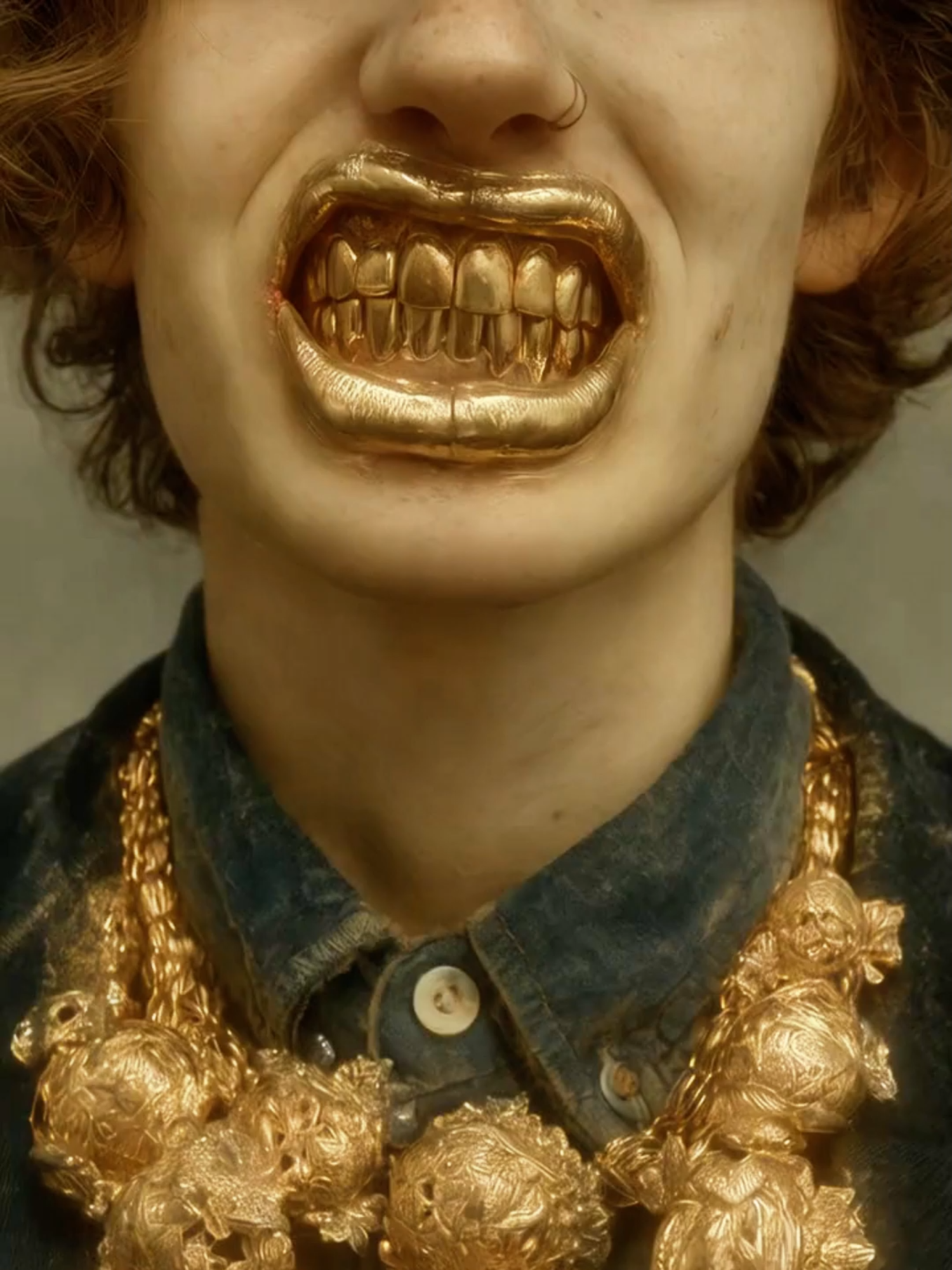 Too Bright to Chew | Smiles Are Expensive #gold #golden #grillz #smiles #prettyboy #expensive #stupid #happylife #lookatme #teeth #jewelry #viralvidoes #fashion #aiart #foru