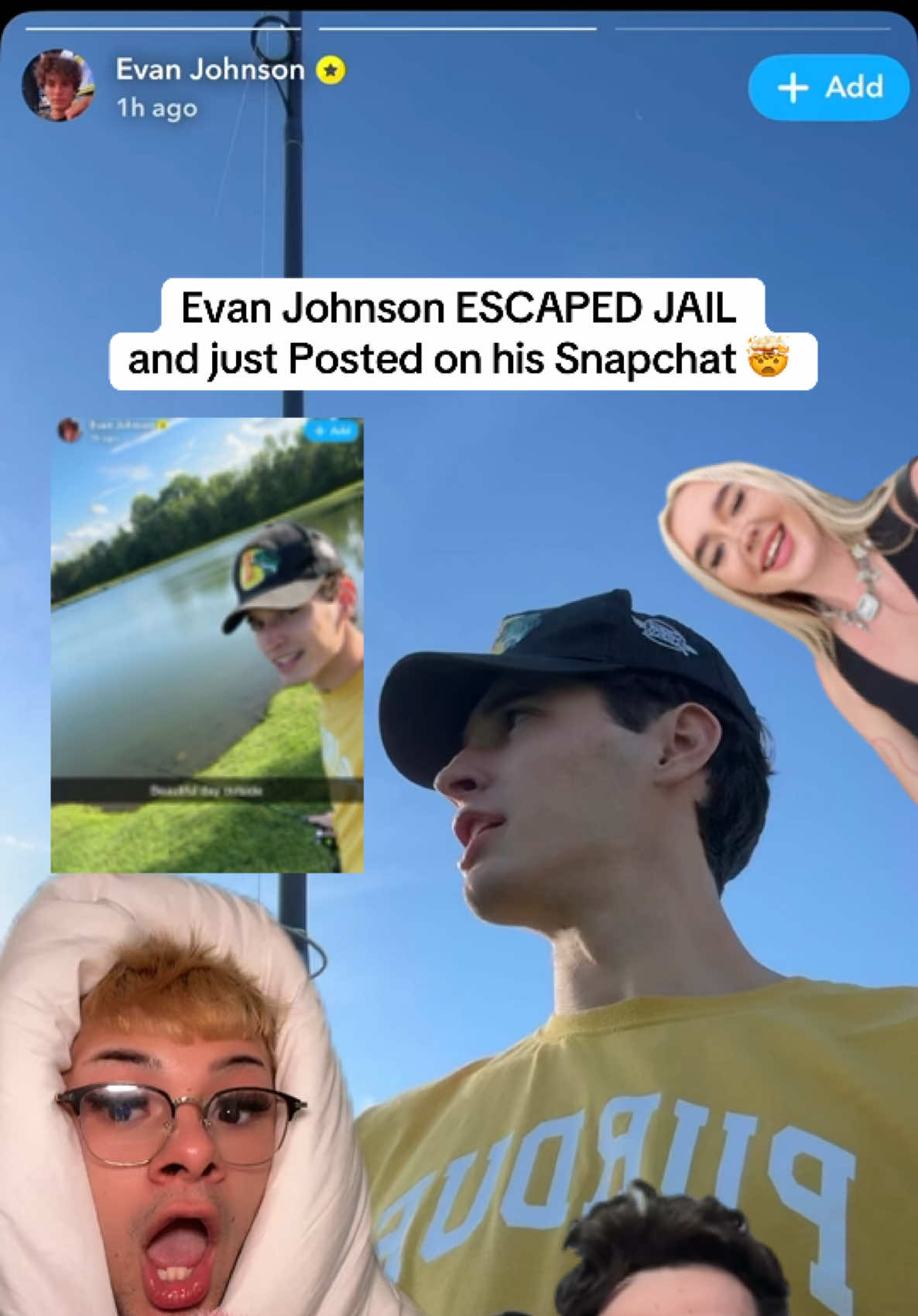 Evan Johnson ESCAPED JAIL  and just Posted on his Snapchat 🤯#jamescharles #kaylamalecc #evanjohnson #beebetter #zachsellar #court 