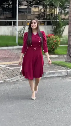 Vestido Evangélico Mídi Godê Manga bufante Festa Casamento 