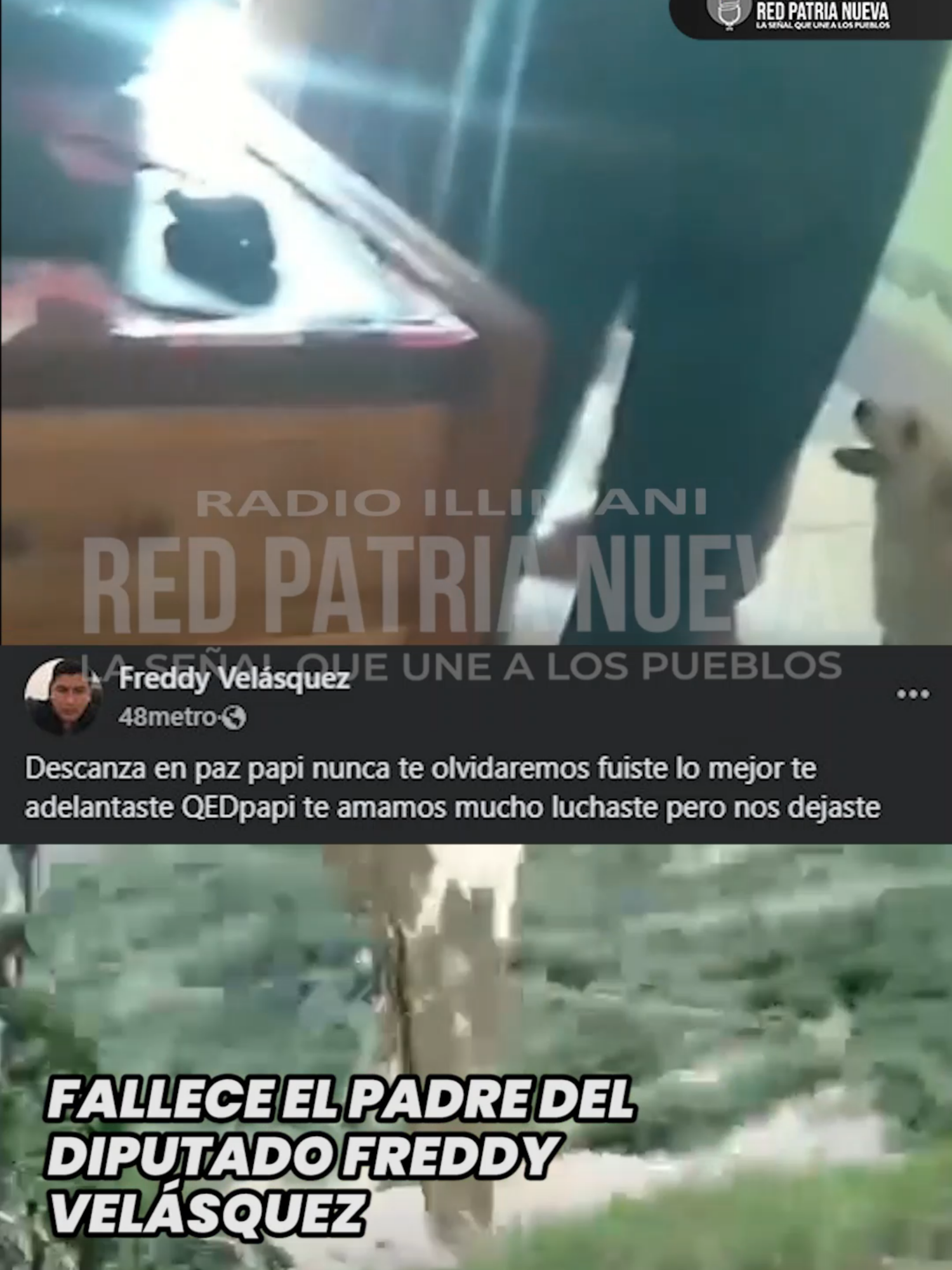 Fallece el padre del diputado Freddy Velásquez en un conflicto minero El señor Nicanor Velásquez, padre del diputado Freddy Velásquez, falleció durante un supuesto enfrentamiento relacionado con la explotación minera en la comunidad de Santa Rosa de Lima, Coripata, en los Yungas de La Paz. #Coripata #ConflictoMinero #FreddyVelásquez #Yungas #Bolivia