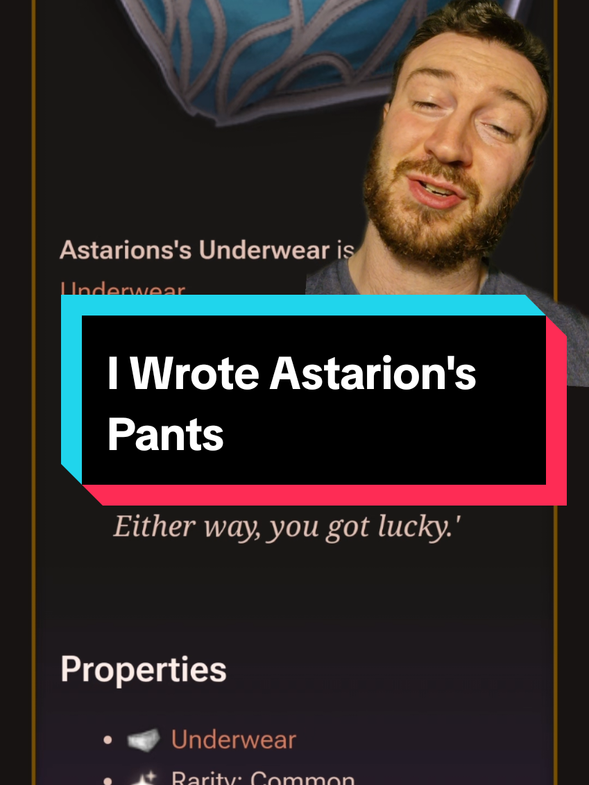 I wrote Astarion's pant text. #baldursgate3 #videogame 