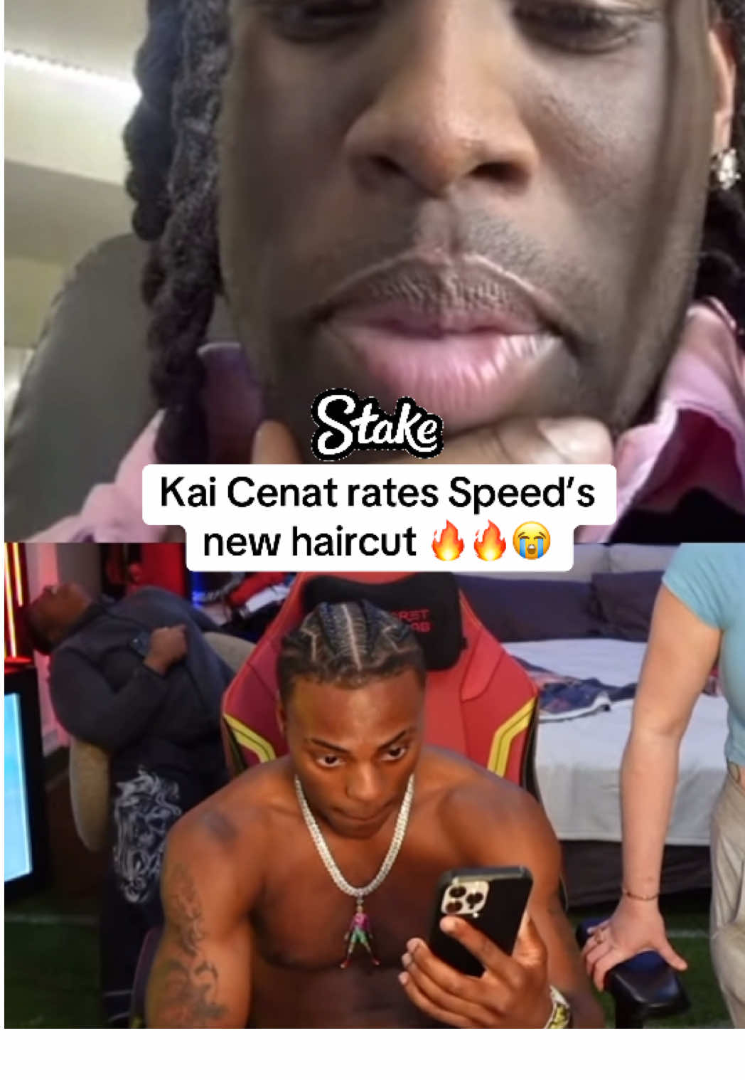 Kai Cenat rates Speed’s new haircut 🔥🔥😭 #ishowspeedclips #ishowspeed #speed #kaicenat 