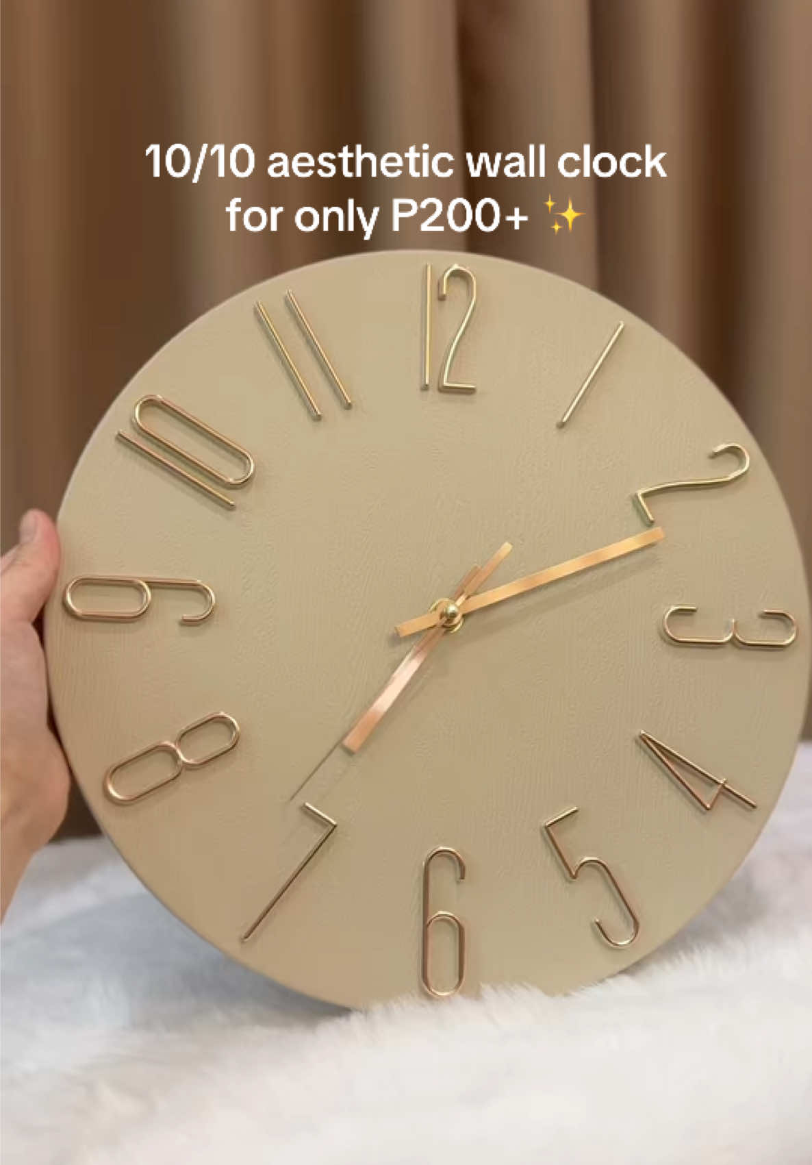 10/10 aesthetic wall clock for only P200+ 🤍🤎 #wallclock #aestheticwallcock #affordablewallclock #homedecor #homeessentials #homeinspo #aesthetichome  