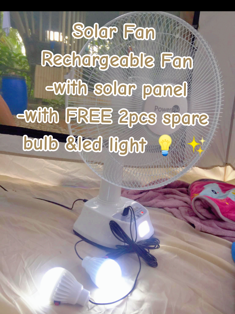 Solar Fan na Rechargeable with solar panel na pedeng mag charge ng gadget and Free 2 spare bulbs at led lights sulit talaga  #solarfan #solarfanwithbulb #solarfanwithpanel #14inchsolarfan #rechargeablefan #rechargeablefanwithledlight #tipidsakuryente #solarpanel #powerph #electricfan #aestheticsfan #tipidtips #tipidnanay #teamaesthetic #gamitsabahay #gamitsabahay🏠🏠🏠 #musthaves #tipidsakuryente #tipidideas #solarpanel 