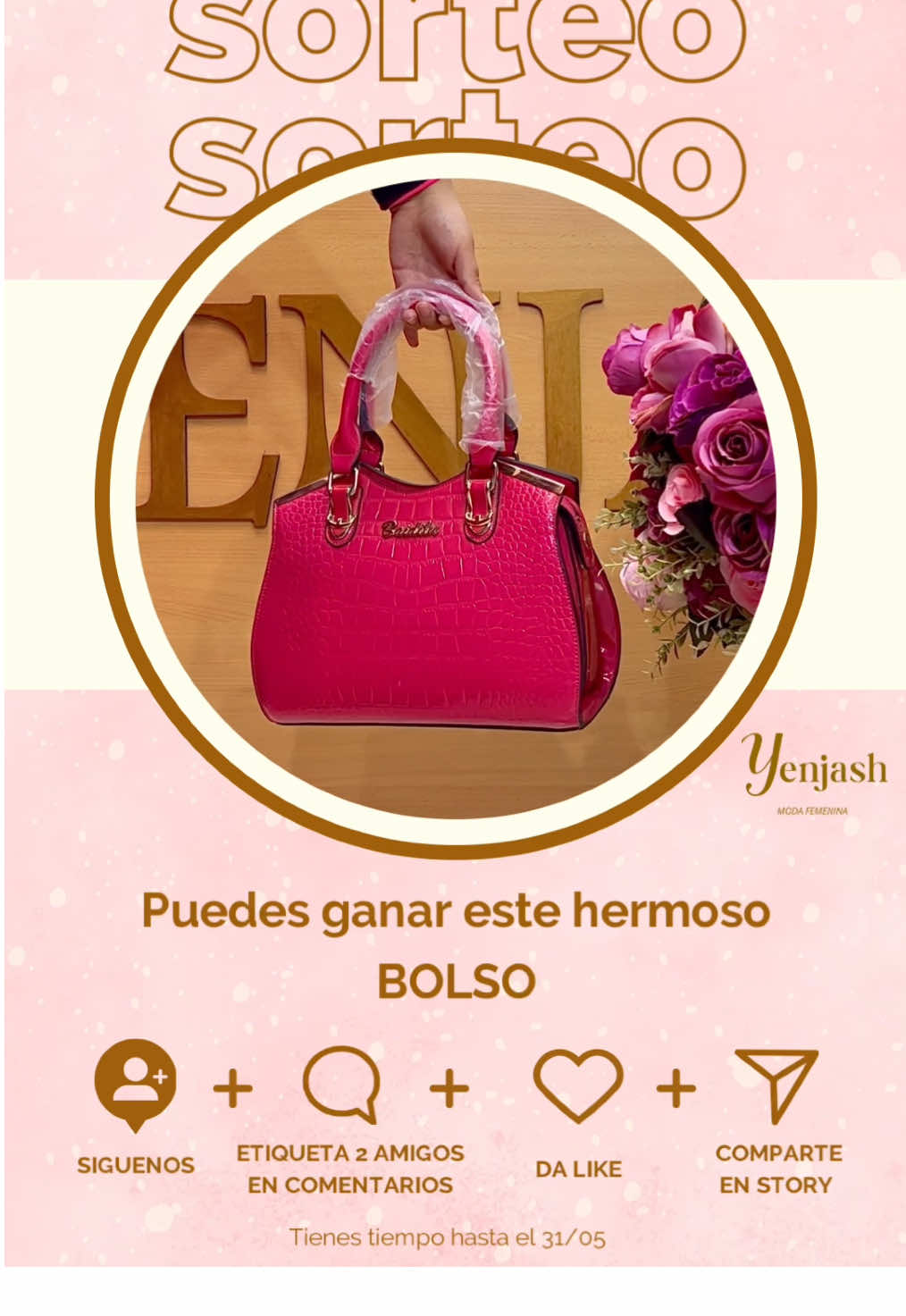 ❤️ ¡SORTEO MES DE MAMÁ! ❤️ ¡Queremos celebrar a todas las mamitas increíbles con un regalazo! Este hermoso bolso puede ser tuyo para consentir a mamá como se merece. ¿Cómo participar? Muy fácil: 1️⃣ Síguenos en Instagram y TikTok: @yenjash 2️⃣ Comenta mencionando a tus amigos (¡cuantos más, más chances!) 3️⃣ Dale ❤️ a esta publicación 4️⃣ Compártela en tus stories y etiquétanos. Si tu cuenta es privada, mándanos captura. Bonus: Síguenos en Facebook: Yenjash Moda & Accesorios Participa hasta el sábado 31 de mayo. El ganador se anunciará aquí mismo. Válido para todo el Perú. ¡MUCHA SUERTE! No pierdas la oportunidad de hacer sentir especial a mamá. #yenjash #sorteodiadelamadre  #sorteoespecial #regaloparamamá #amordemadre #mamaestodo #regaloconamor #díadelamadre #mamáejemplar #amorinfinito #regaloespecial #paramimamá #misupermamá #felicidadesmama #celebraconmamá #graciasmamá #diadelamadre2025 #mamafeliz #mesdelasmadres  #gamarra  #modafeminina  #sorteo #sorteoperu #sorteonline #giveaway #lima #peru   