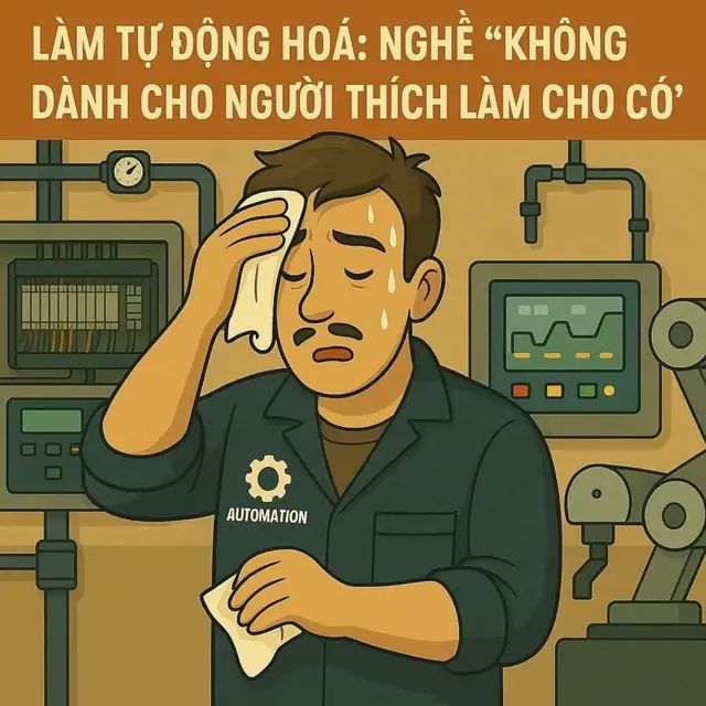 TỰ ĐỘNG HOÁ – NGHỀ DÀNH CHO NGƯỜI LÀM TỚI NƠI Tự động hoá không chấp nhận sự cẩu thả. Sai một dòng code, lệch một thông số, là cả dây chuyền có thể dừng lại. Đây là nghề đòi hỏi sự chính xác tuyệt đối, từ đấu dây, lập trình, đến cài đặt hệ thống. Không dành cho người học cho qua, càng không dành cho ai ngại lăn xả thực tế. Nhưng nếu bạn đủ đam mê – bạn sẽ lớn rất nhanh. Bởi mỗi dự án là một lần trưởng thành, mỗi dây chuyền chạy mượt là một niềm tự hào. Tự động hoá không chọn người giỏi – mà chọn người làm tới nơi.