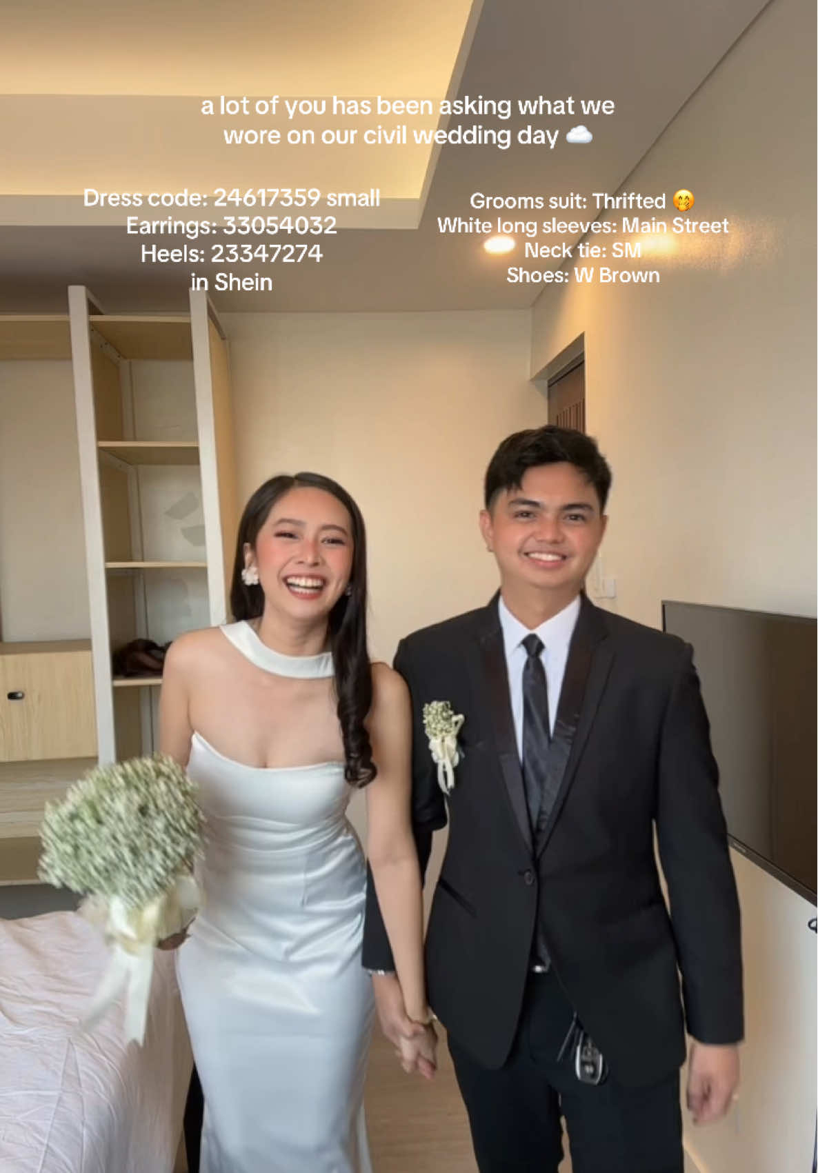 Here’s what we wore on our civil wedding day (on a budget)! ☁️ #civilweddingsph #intimateweddingsph #DINK #smallweddingsph 