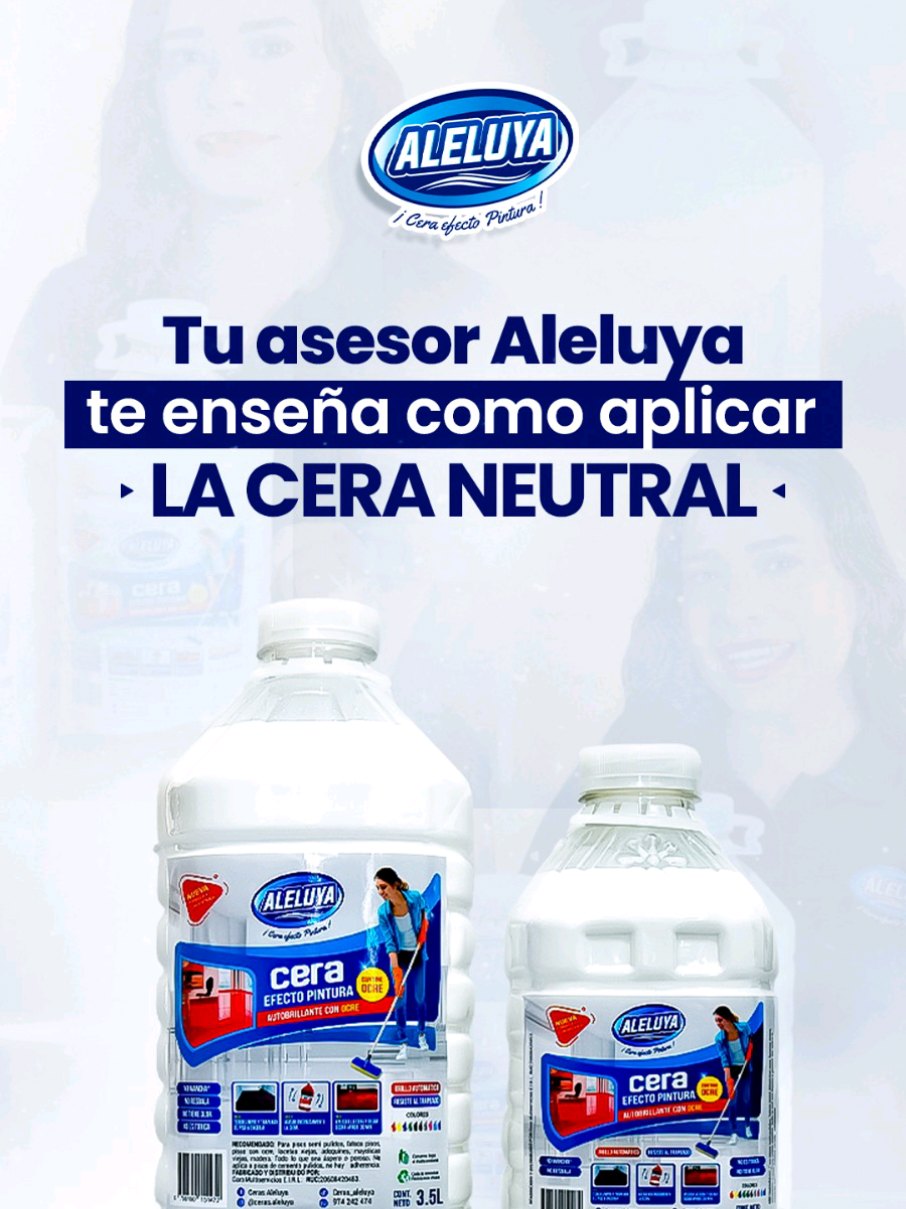 ¿Cómo aplicar correctamente la Cera Neutral Aleluya? Descubre su brillo efecto espejo ✨ En este video, nuestra asesora Alejandra te muestra paso a paso cómo usar la Cera Neutral Aleluya 🧼💎 Esta cera no solo es fácil de aplicar, sino que brinda un brillo efecto espejo que transforma tus ambientes con elegancia 🪞✨ Además, es perfecta para dar mantenimiento a pisos ya tratados con ceras efecto pintura, ayudando a prolongar su brillo y protección sin dañar el color original 💙 Conoce también en qué superficies no debes aplicarla para evitar errores comunes, y sigue nuestros consejos para una aplicación impecable y duradera 🔥 Elige la calidad que transforma tu hogar. Elige Aleluya Hogar 📦🚚Contáctanos: 📲 940*945*436 📲 974*242*474 📍Realizamos delivery a todo Lima, y envíos a provincias a través de agencias. *Por la compra de cada cera Aleluya llévate grátis tu aplicador esponja * Llévate tu Cera Aleluya en cualquiera de nuestras 2 presentaciones: 3.5L y 1.9L 🛑 Importante: La cera no es apta para todos los pisos. ¡Consulta con nuestro experto antes de aplicarla!  #Ceraneutral#Efectoespejo #AleluyaHogar #CeraParaPiso #CeraParaCemento