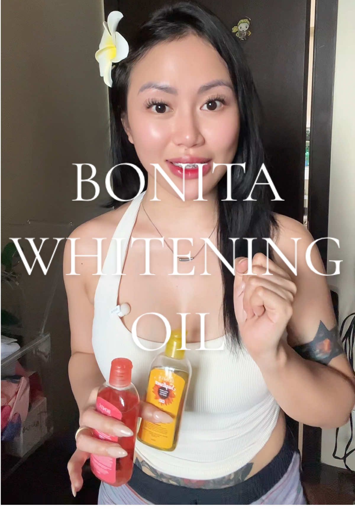 Slowly but surely atake ng oil nato. Puting kitang kita mag paglowing epek pa! 🥹🥰 #whiteningoil #bonita #himalayanpinksalt #sunfloweroil 