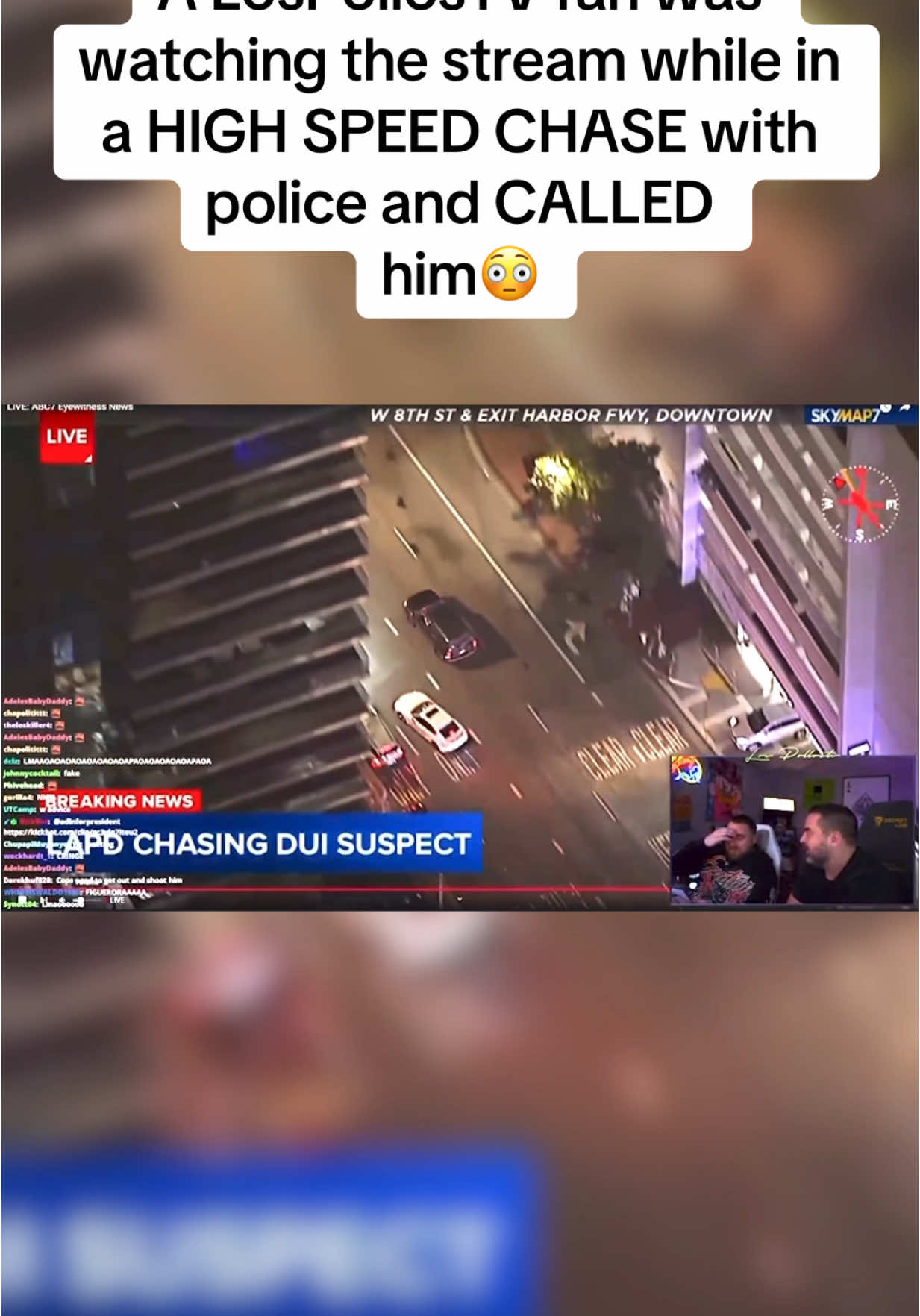 A LosPollosTV fan was watching the stream while in a HIGH SPEED CHASE with police and CALLED him😳  #lospollostv #lospollostvdad #kickstreaming #kickclips #policechase 