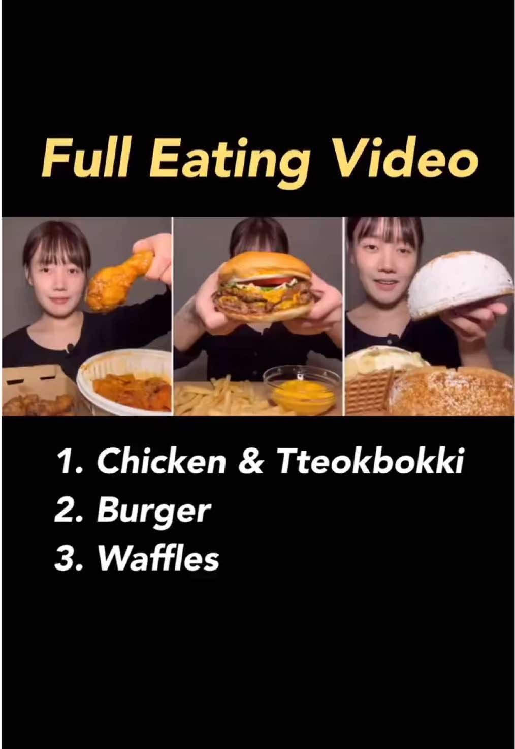 Chicken, burger, waffles full eating video💕 #eatingshow 