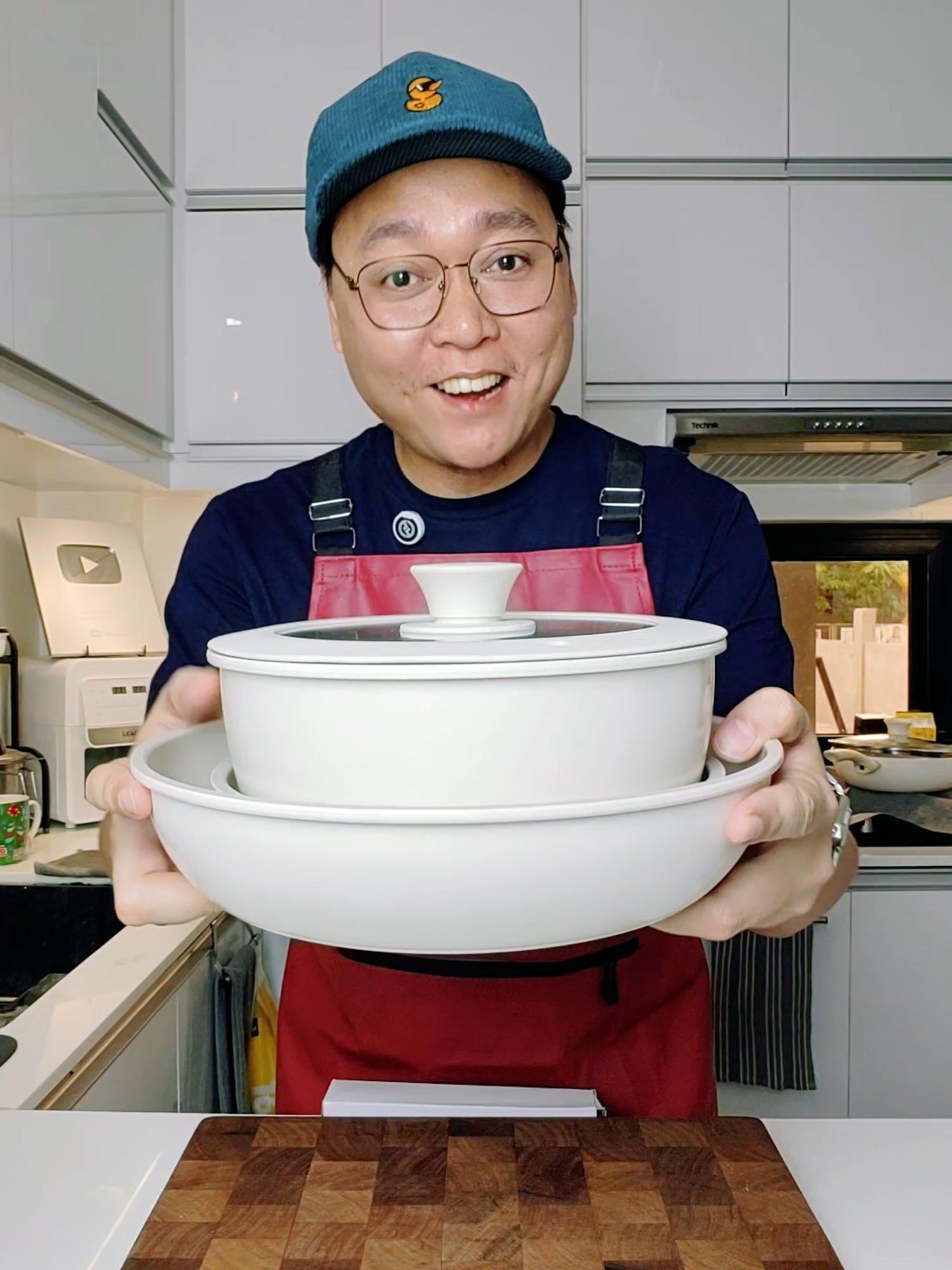 Redchef White Non Stick Ceramic Rock Cookware Set Removable Handle Frying Pan Kitchenware