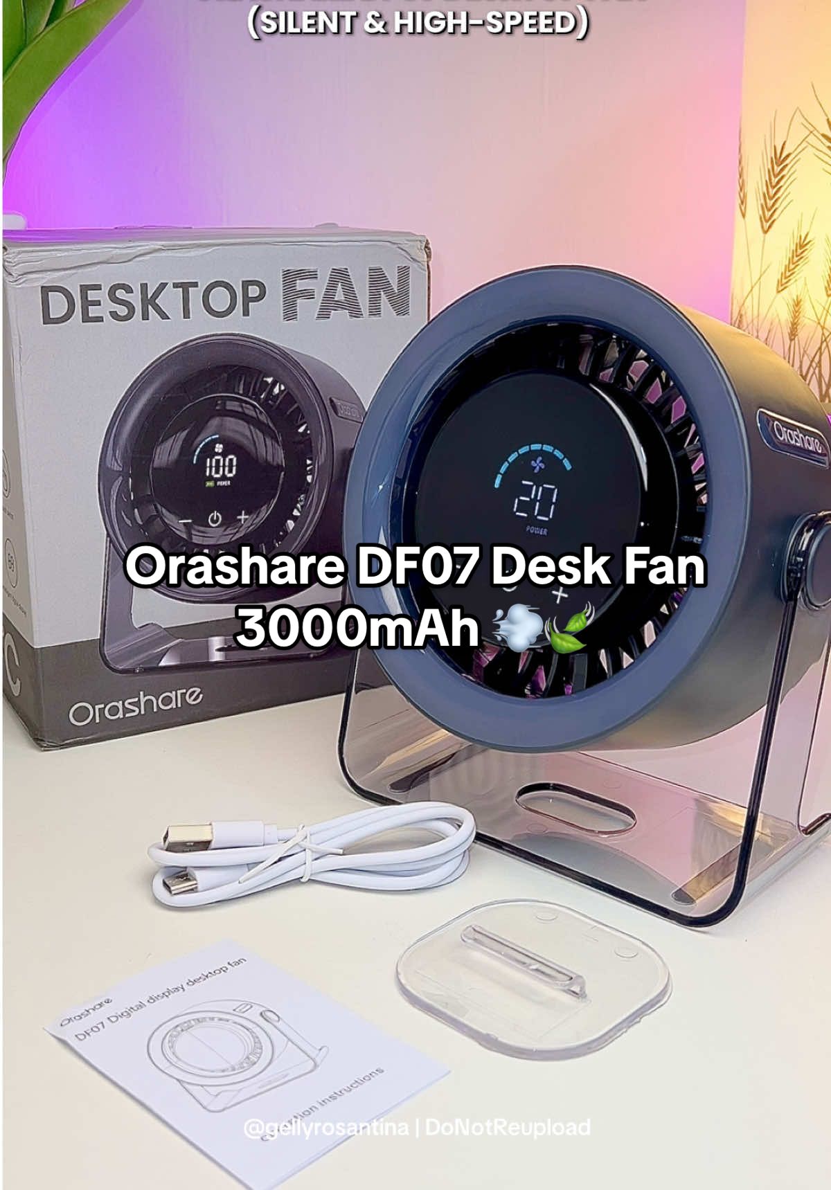 Orashare DF07 Desk Fan | 100 Speed | Quiet Cooling | 3000mAh | Rechargeable with Digital Display 💨🍃@Orashare Lifestyle PH #orashare #orashareturbofan #orasharefan #orashareph #orashareturbominifan #deskfan 