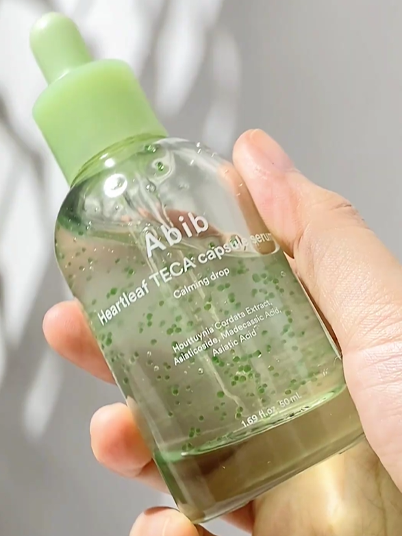 Serum viên nang Abib HEARTLEAF TECA CAPSULE SERUM CALMING DROP giúp dưỡng ẩm cho da và làm dịu da, cho làn da mềm mại và ẩm mượt #abib #abibvn #serum #heartleaf #serumlamdiuda #lamdiuda #teca #capsuleserum #skincare #kbeauty