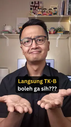 Langsung TK B emang boleh? Secara peraturan boleh banget kok. Apalagi jika keadaan benar-benar hanya memungkinkan langsung TK-B bahkan SD. Namun untuk fondasi belajar, kesiapan akademik, dan transisi yang lebih baik, usahakan minimal dari TK A, paling bagus dari baby class sekalian. Apakah buang-buang duit? Well, tergantung seberapa prioritas anak dalam rencana keuangan tiap keluarga. Ayah Bunda tim masukin anak sekolah dari jenjang apa nih?  #balita #sekolah  #PAUD 