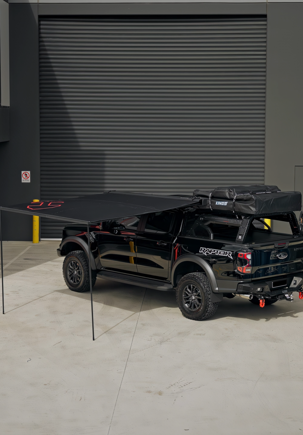 When your Next-Gen Raptor shows up fully loaded with the Atlas bull bar, Lazerlamp lights everywhere, Nova rear bar, and Warrior extension tub rack... it's basically saying 