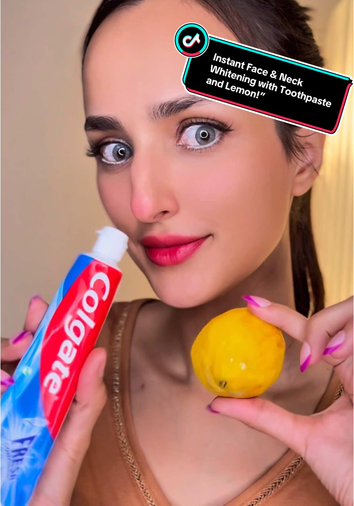 Instant Face & Neck Whitening with Toothpaste and Lemon!