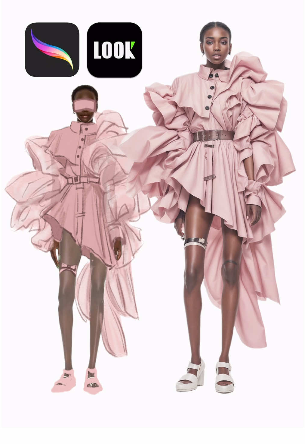 fashion sketch + AI tech ✨Digitaldrawing✏️Al generated while drawing with 100% accuracy.Real Detailed rendering 🤎design tool：LOOK Al software  LOOK runs on PC🖥️👉🌐 lookfashion.ai 👽 Follow for tutorial and tips💪🏻 . #fashiondesigner #clothingdesigner #aifashion #fashiontech #3dprinting #aifashion #highfashion #Runway #digitaldrawing #procreate #aiart #lookaisoftware #nyfw2025 #StreetStyle #parsonsschoolofdesign #lookai  #milanfashionweek  #aitools 