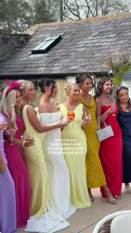 The girlies just get it 🌈💖✨ #weddingguest #weddingguestoutfit #weddinginspo #brightwedding #brightcolours #bridetobe #weddingideas #weddingcontentcreator 