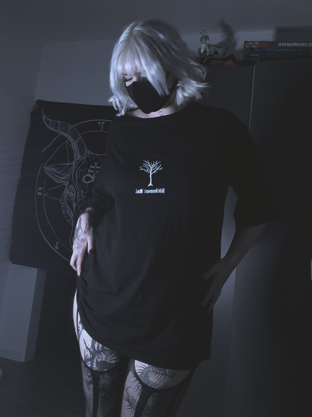 shirt by apathyxd 🖤 shop at apathyxd.com 🖤 if: apathydxdxdx #fypviral #altgirl #alttiktok #alt #fyp #alternative #altstyle #altfashion #gothgirl #egirl #tattoos #fishnets #girls #cosplay #overknees 