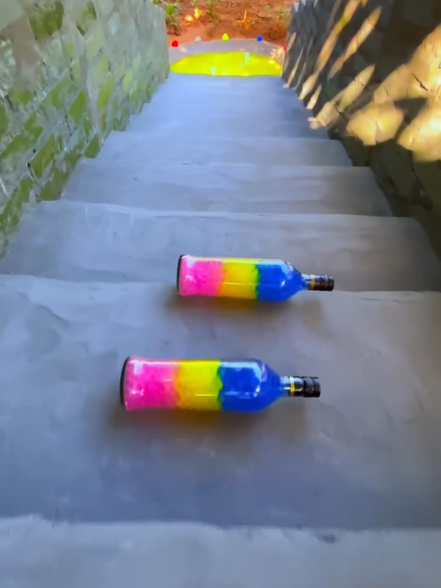 Physics Experiment with a Glass Bottle on a Staircase #experiment #satisfying #usa_tiktok #losangeles #childrenvideos #fyp