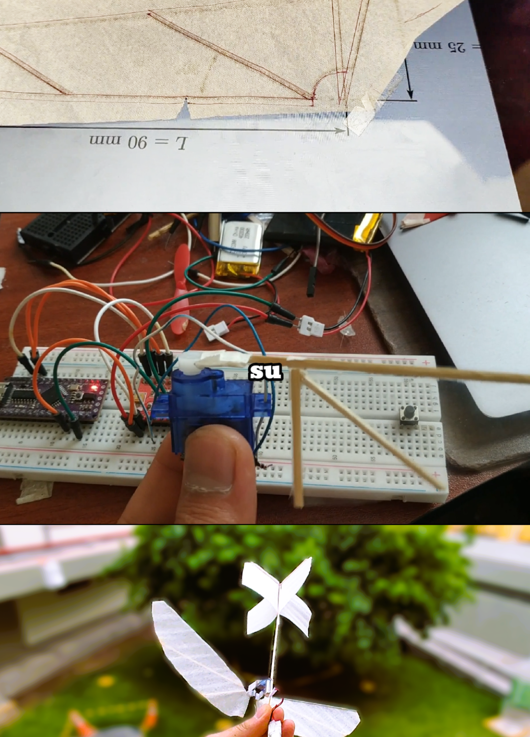 Este microvehículo aéreo utiliza un motor coreless 716, ideal por su ligereza y potencia. El vuelo se estabiliza gracias a unas 