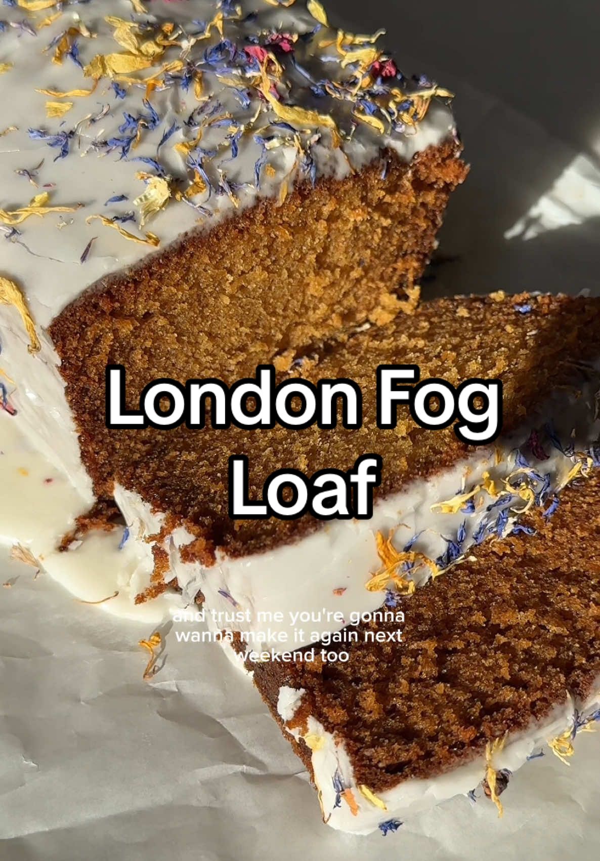 bougie brunch szn is here and this london fog loaf needs to be the first on your bake list. it has all the flavors of a london fog latte in loaf form: an earl grey tea-infused cake with hint of lemon zest and bright lemon glaze that makes for the softest, most velvety loaf that feels both luxurious and comforting at the same time. step by step instructions are in my book sweet tooth on page 164. 