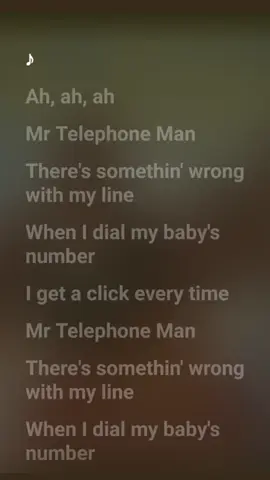 Mr Telephone Man🎵🎵             .  #janelyricss #ytmusic #foryourpage #fypp #foryou