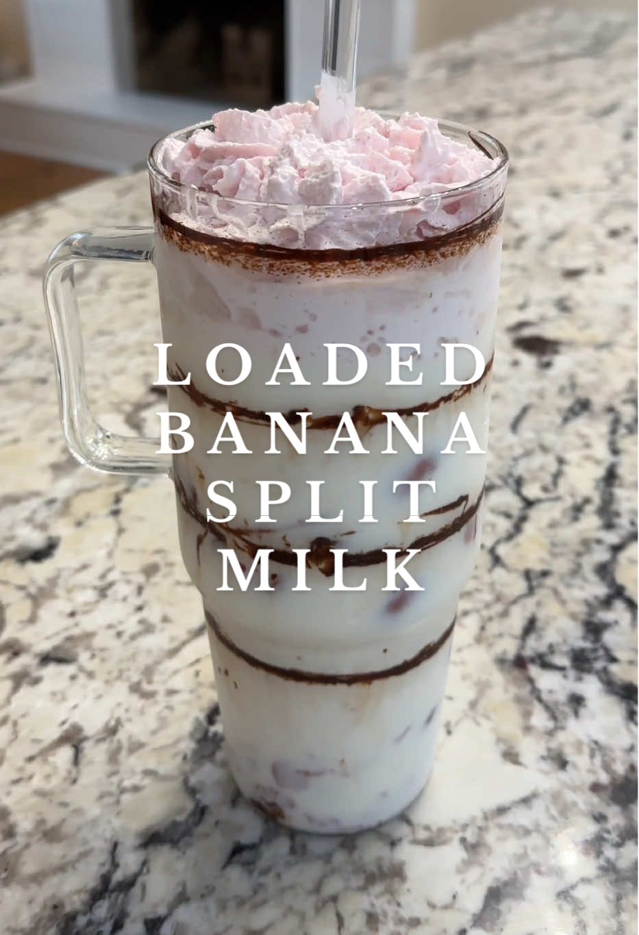Loaded banana split milk! 🍌🍓🍍🍫🥛 a heathy{er}? form of a banana split @Trü Frü #trufrupartner #chocolatemilk #chocolate #chocolatelover #restock #asmr #restockasmr #loadedwater #drinktok #drinkrecipe #watertok