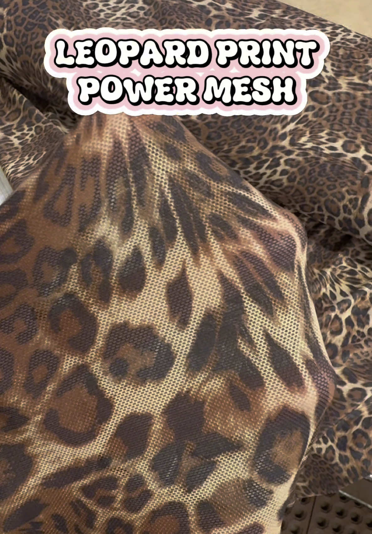 Leopard print power mesh😍 Check it out online or in store🩷 Any questions ask in the comments😊 #leopard #print #fabricstore #powermesh #stretchy #tiendadetelas #weship #sew #DIY #designer #fashion #moda #animalprints #dallas #dfw #texas #hacemosenvios #mesh #sewingtiktok 