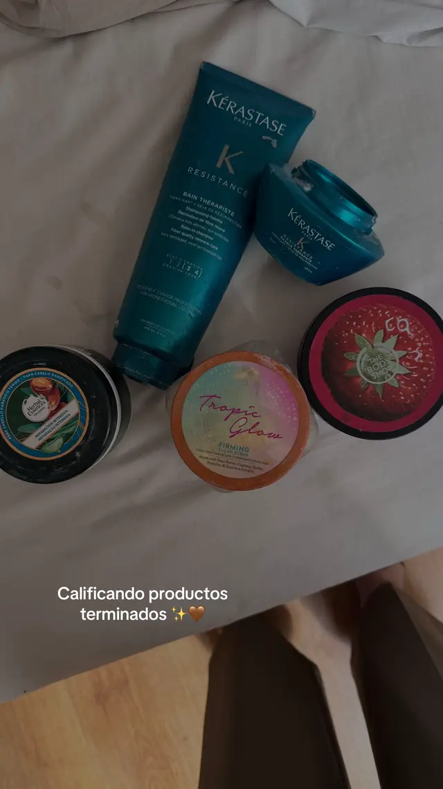 Productos de skincare corporal y hair care terminados ¿cuáles me gustaron? #kerastase #shampoo #hair #thebodyshop #treehut #skincare #hairstyle #haircare 