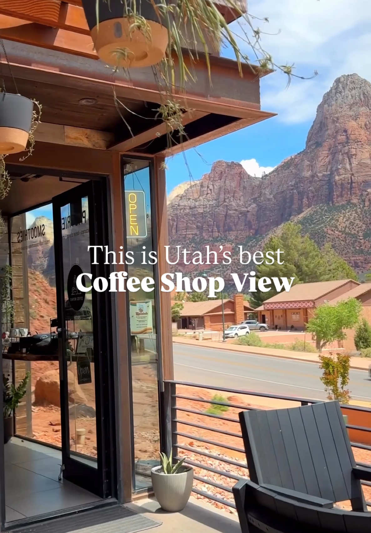 Utah’s best brew with the best view  📍Canyon Coffee in Springdale, Utah Just minutes from the entrance to Zion National Park you’ll find this woman-owned coffee shop that’s serving up locally roasted coffee, homemade pastries, and stunning canyon views. With a dog friendly patio it’s the perfect place to fuel up before a hike or just soak in the scenery. Their doors are open daily from 7 AM to 2 PM.   #springdale #utah #canyoncoffer #zion #zionnationalpark 