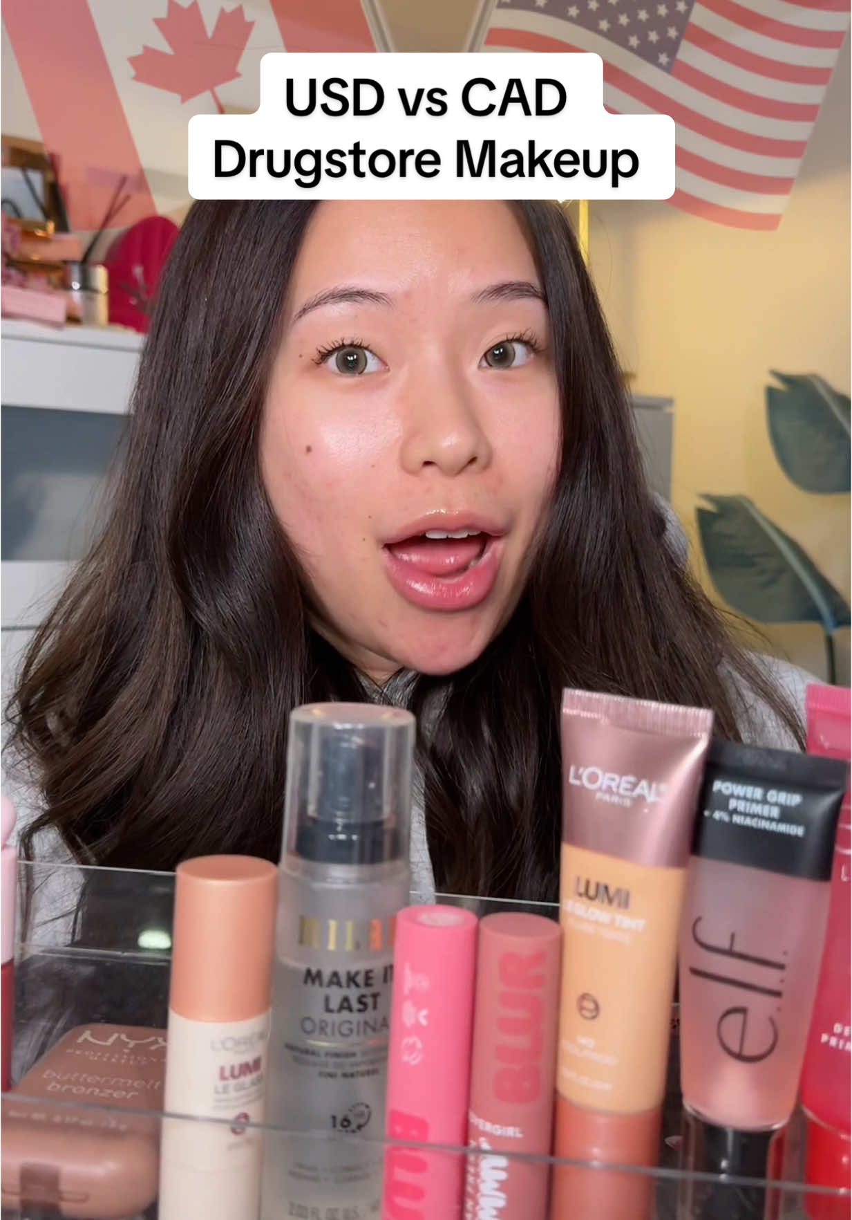 Replying to @m.tt07 so is this why Canadians don’t buy drugstore makeup?!? Drugstore routine breakdown USD vs CAD 🇺🇸🇨🇦 (for research purposes only this is just estimate on all pricing) love ya