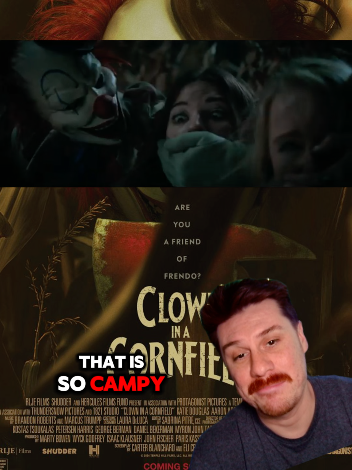 Are you watching Clown in a Cornfield this weekend? Frendo seems like a fun guy!  #horrorpodcast #horror #horrortok #clowninacornfield #frendo