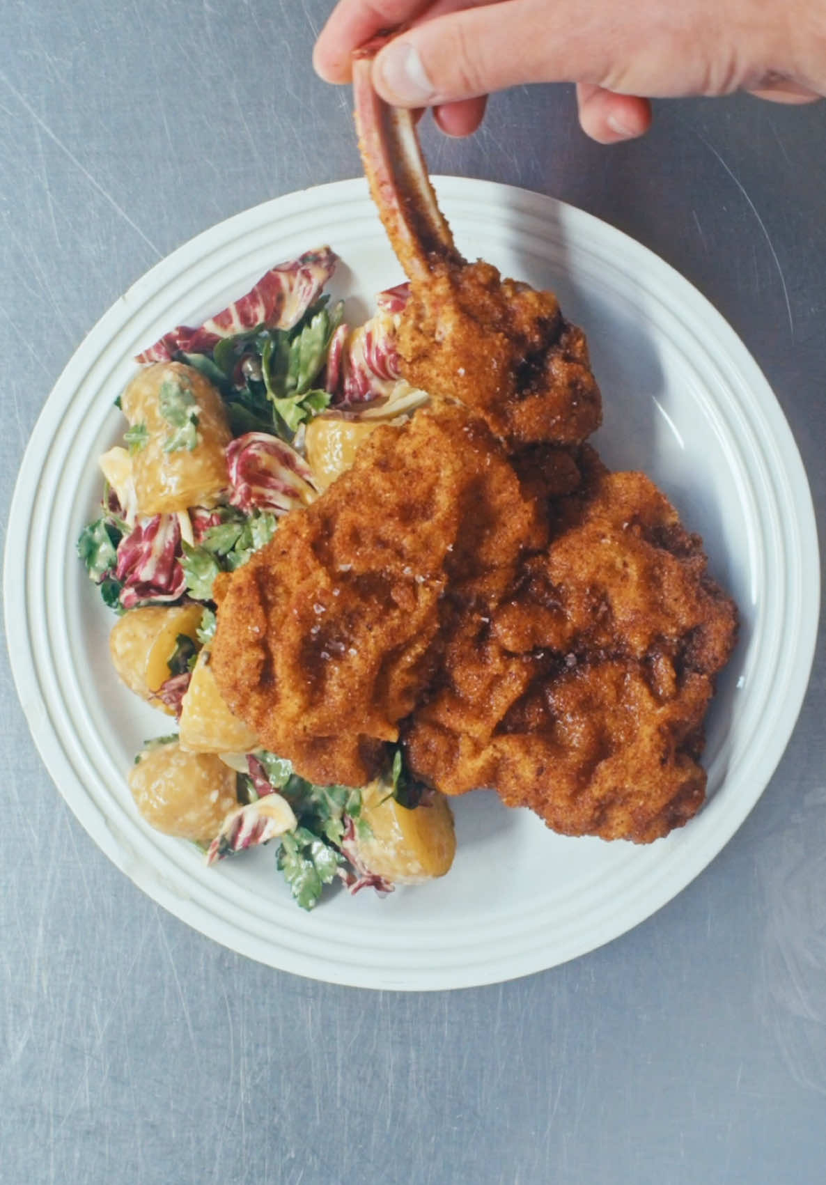 Schnitzel - Another Day In Paradise  The elusive puffy/soufflé crust of a classic schnitzel always feels like a real triumph when you get it right at home. Full recipe and method on my newsletter - Link in bio 