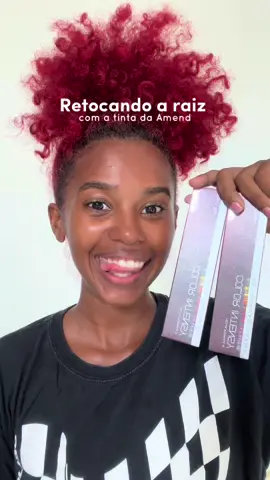 retocando a raiz com a tinta 0.6 + ox 40 da amend, não é necessário descolorir pra chegar nesse tom de vermelho!! #cachosvermelhos 