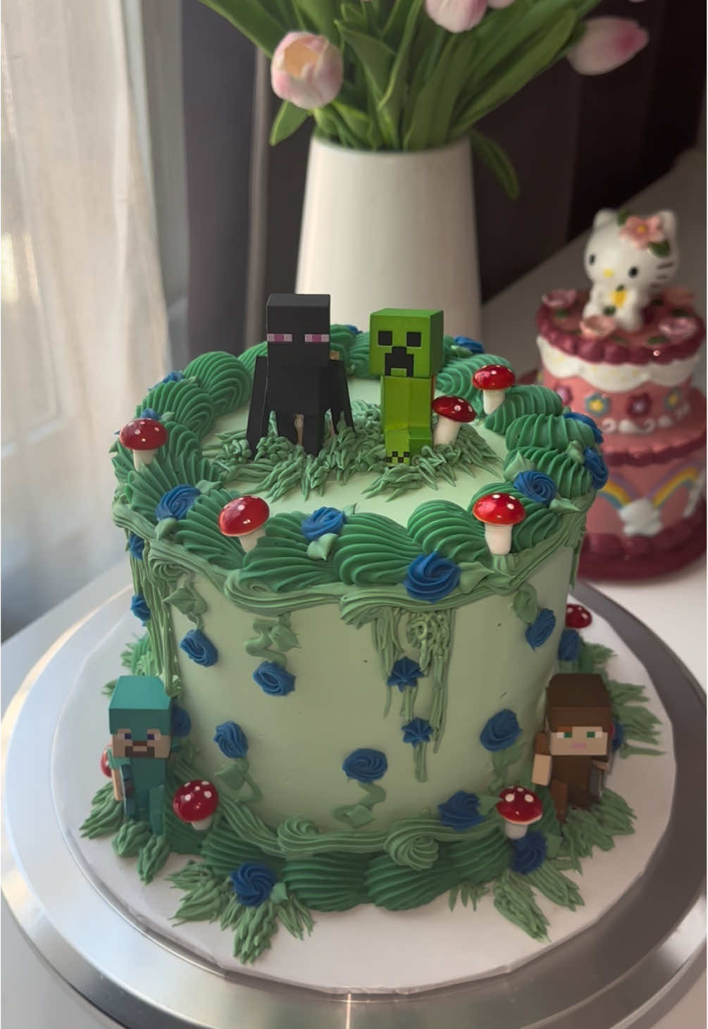 Super cute Minecraft theme cake 🌳🍄 @Minecraft  Original design @fresasbyamyyy 💕 #minecraftcake #vinatgecake #Minecraft #cakedecorating #caketok #cake #fypシ 