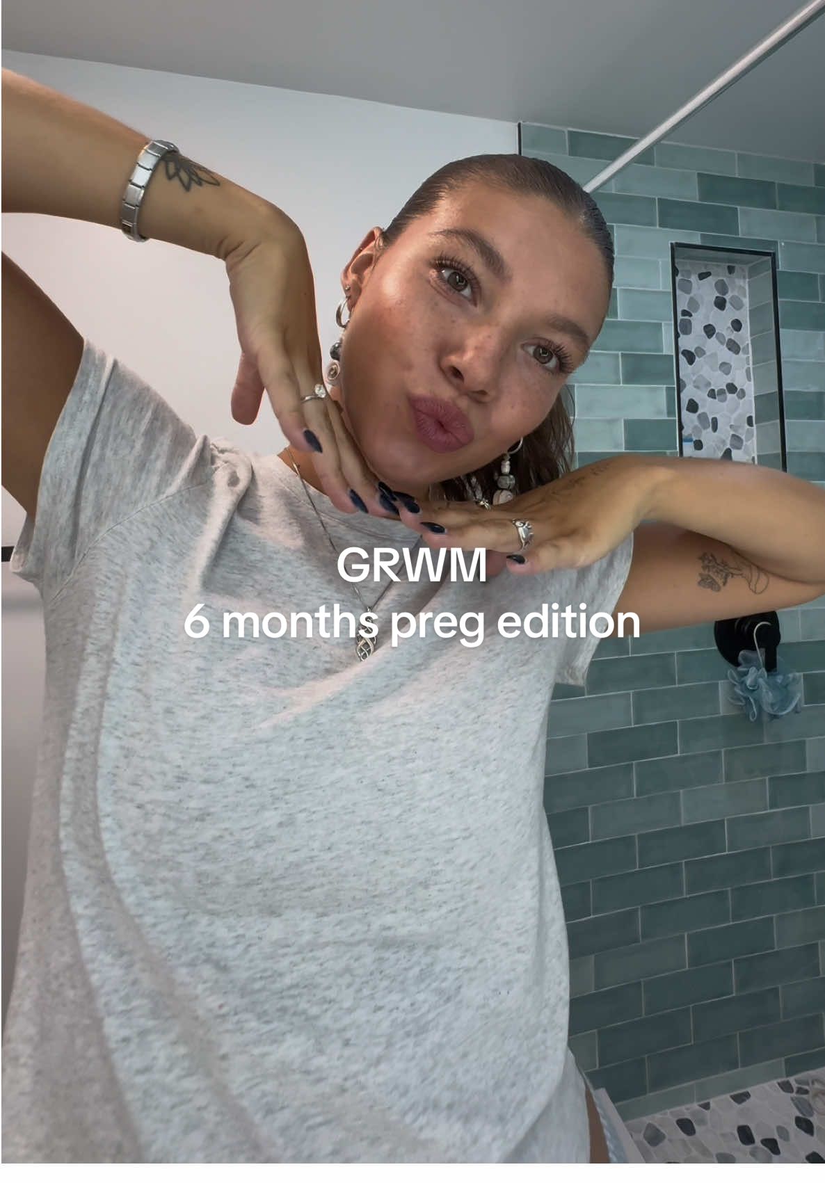 GRWM 6 months preg edition #grwm #MakeupRoutine #fyp #friyay #minivlog #saiebeauty  @Saie @elfcosmetics @r.e.m. beauty 