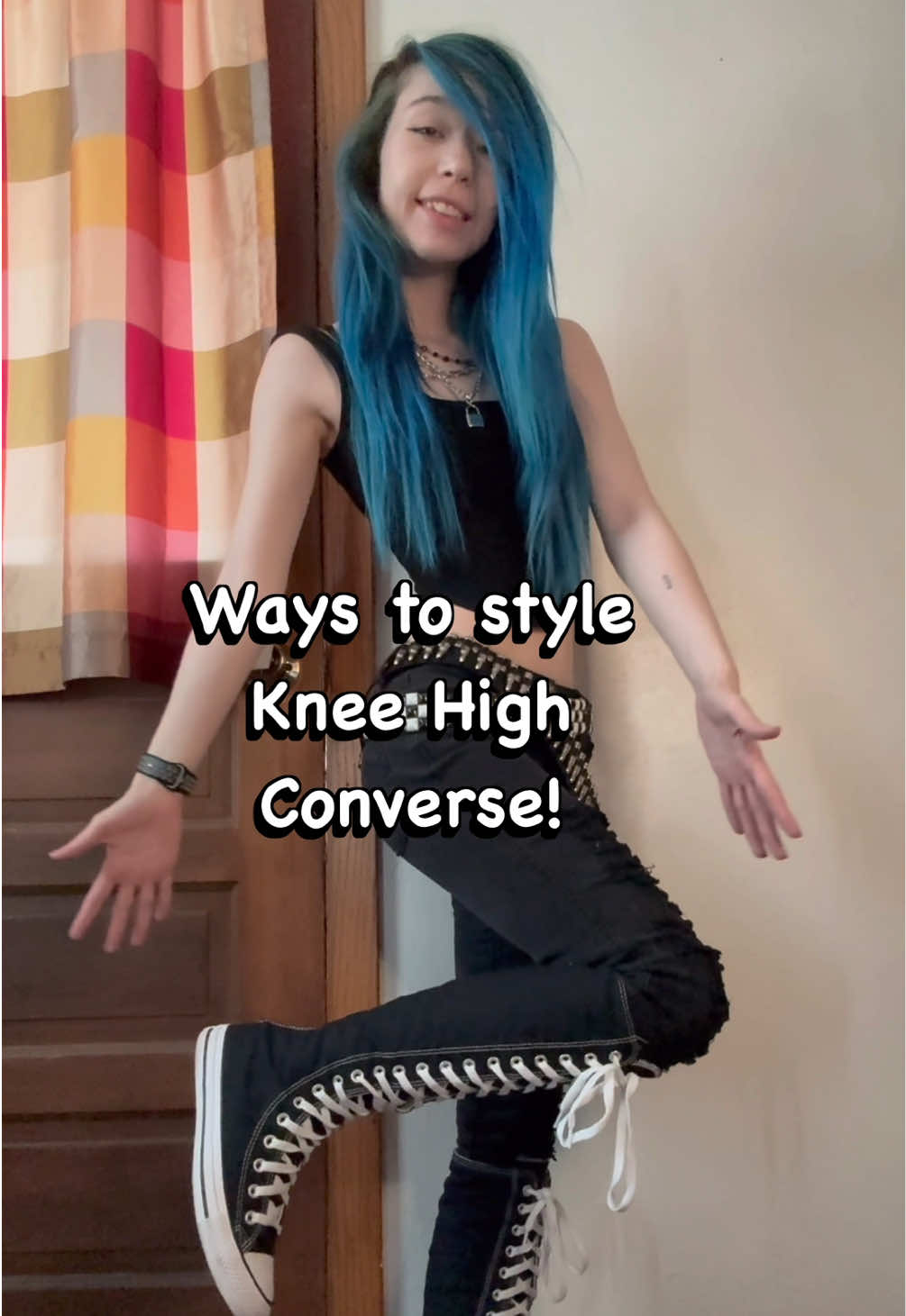 Different ways to style Knee-High Converse! My favorite is under the jeans lol - - #emo #emogirl #midwestemo #converse #goth #gothgirl #outfit #outfitinspo #outfitideas #OOTD #emofashion #altgirl #grunge 