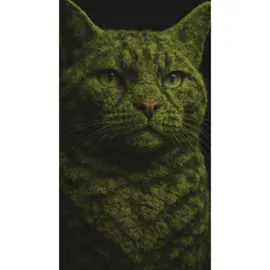 Gato  único, con su piel cubierta de lo que parece ser musgo o vegetación verde, dándole un aspecto místico y natural. Su historia podría ser la de un felino que, en algún bosque encantado, adquirió esta peculiar textura tras un encuentro con la magia de la naturaleza. Tal vez sea el guardián de un reino secreto, donde los animales y las plantas coexisten en perfecta armonía. #greenscreenato #magic  #guardíandelbosque    #Gato   #felinomakeup   #misterioverde #GatoMístico   #magiciani #