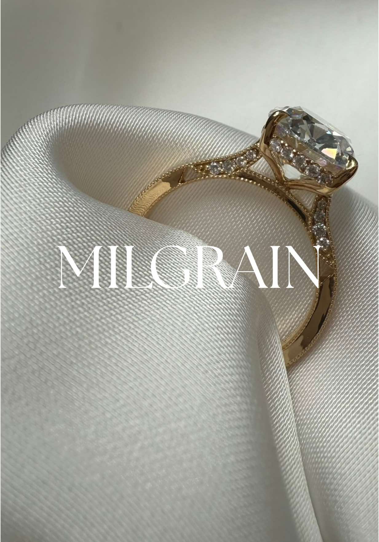 What are your thoughts on milgrain for engagement rings? I find it incredibly romantic and beautiful 🙂‍↔️✨💎  • antique inspired engagement ring, antique cushion, milgrain, old money engagement ring, jewelers in NYC, Asian jewelers • #greenscreenvideo 