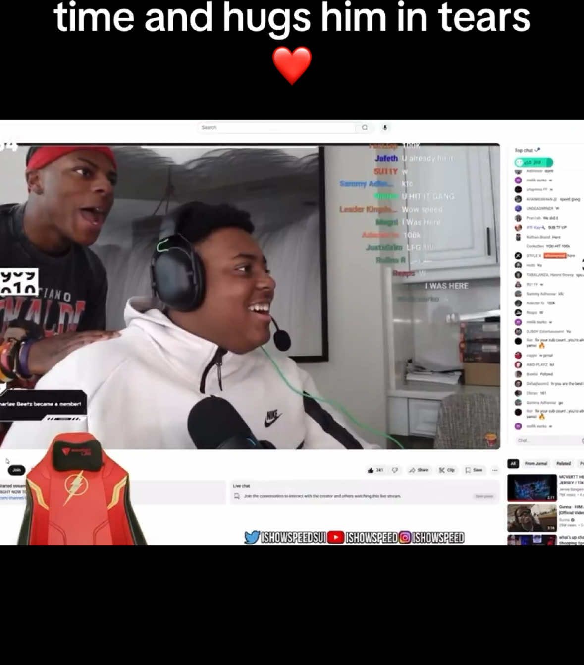 Speed’s little brother gets emotional after hitting 100,000 subs for the first time and hugs him in tears ❤️ #ishowspeed #speed #youtube #youtuber #fyp #foryoupage #fypシ #trending #viral 