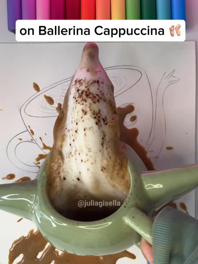 Ballerina cappuccina with cappuccino 😅. What do you think? . By @julia_gisella . . #art #artwork #drawing #spillart #ballerina
