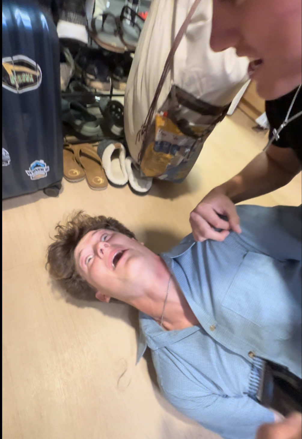 Don’t worry, he’s not gonna be hot and sweaty now #buzzcut 